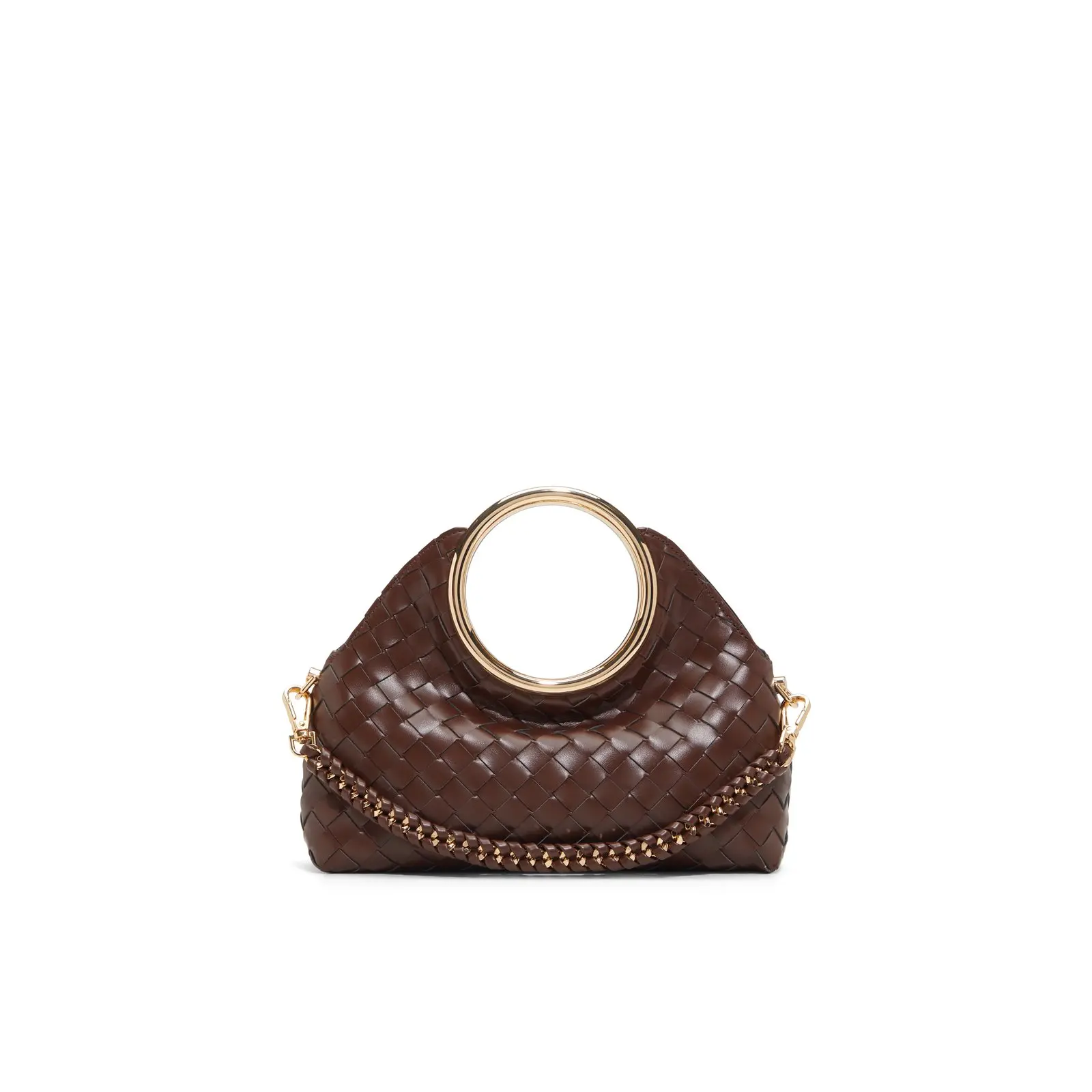 ALDO Kelhanix Women's Brown Top Handle Handbag with Removable Gold Chain