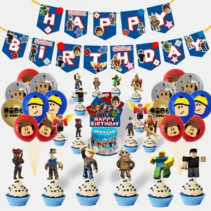 "R" Theme Paper Banner, Cake Toppers, and Balloon Set – Birthday Party Decorations