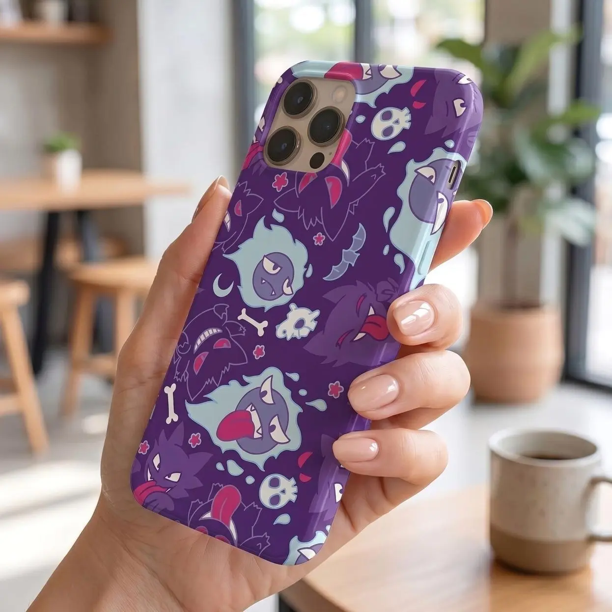Cute Ghost Poke iPhone Case for all iPhone and Samsung models; available as a 2-in-1 MagSafe Tough Case or 2-in-1 Tough Case.