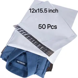 Poly Mailers 12x15.5 50 Pcs, Medium Shipping Bags for Clothing, Waterproof Mailing Bags for Small Business, Shipping Envelopes, Packing Bags Poly Bags for Shipping in White