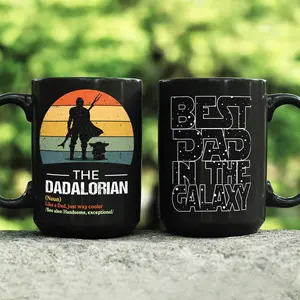 The Dadalorian Space Warrior Mug, Best Dad In The Galaxy Gift, Sci-Fi Theme Father's Day Cup