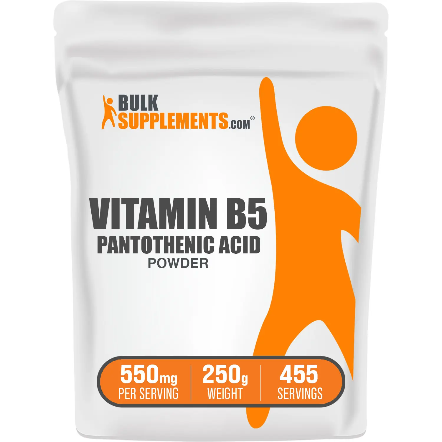 BulkSupplements - Vitamin B5 Pantothenic Acid Powder - Energy Boost - Heart Health - 250g - 550mg per Serving