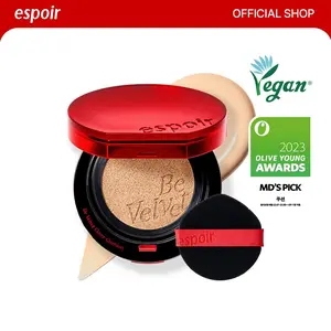 [Espoir Official][25 Shades] Be Velvet Cover Cushion Foundation | Full Coverage, Zero Oxidation, Lightweight Semi-matte Finish, Long-lasting | Vegan K-beauty