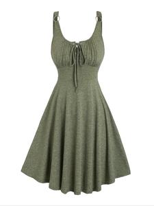 women's plain lace up tie front tank dress, casual fitted sleeveless o-ring a line dress for summer, dresses for women, ladies clothes for everyday daily wear, womenswear, vacation dresses
