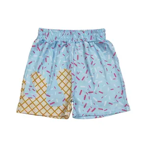 SS0609-Waffle Blue Boy Shorts: Trendy, Edgy Ice Cream Kids Clothes