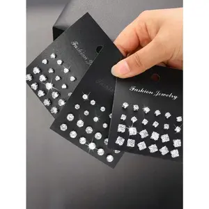 72pcs Geometric Round Heart Square Cubic Zriconia Sparkly Stud Earrings, Simple Punk Hip-Hop Style, Large Set For Parties, Holidays, Dates, Gifts And Daily Wear