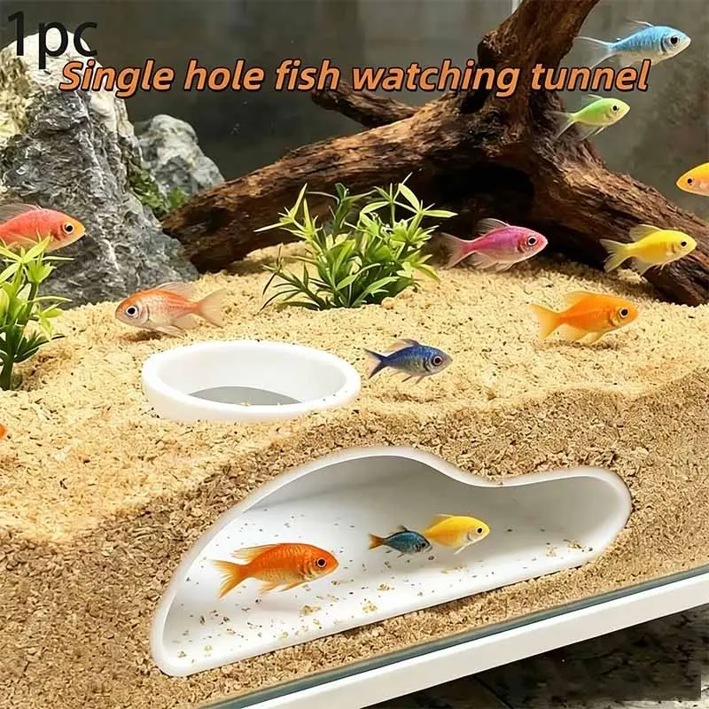 Aquarium Underground Tunnel Natural Curve, Fish Tank, Fish Cave Hideaway for Peacock, Betta, Coral, Kuhli Loach, Pleco, Easy Install, Festive Gifts, Aquarium Decor, Fish Tank Decorations