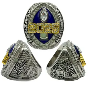 Newest 2025 Fantasy Football League Championship Trophy Rings Prize with Display Case