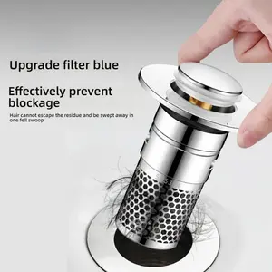 Press-Type Sink Drain Plug – Leakproof Stainless Steel Anti-Clog Stopper for Kitchen & Bathroom Sinks