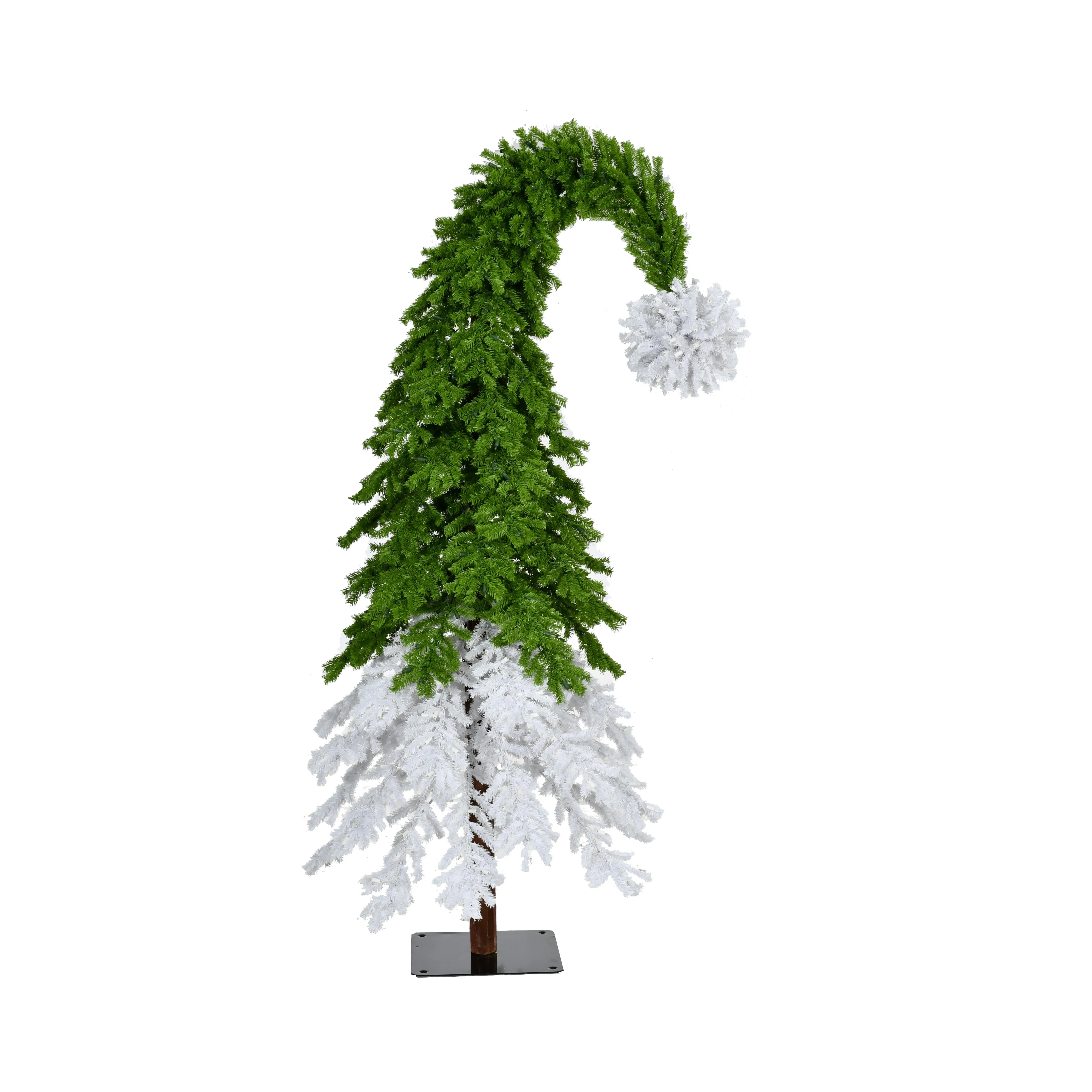 Perfect Holiday Green & White Grinch-Inspired Christmas Tree Holiday Décor with Metal Stand 9FT