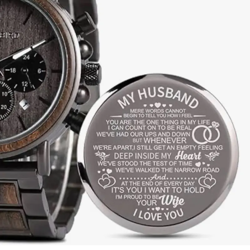 Engraved Wooden Watch for Boyfriend My Man Fiance Husband Customized Personalized  Watches for Men Birthday Anniversary Personalized Watch