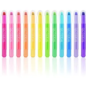 Bible Highlighters, 12 Pack Assorted Colors Gel Highlighters Pens Set, Wax Bible Markers for Study Journaling School Book Supplies