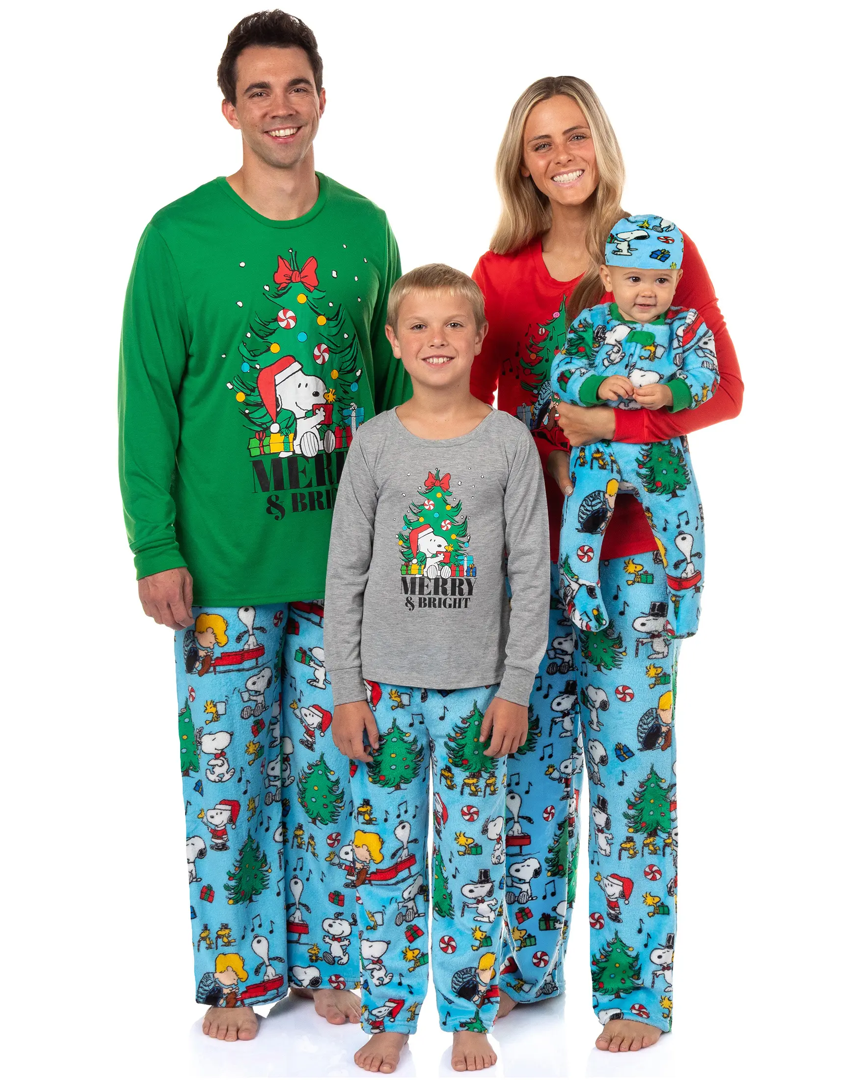Men's Peanuts Snoopy Print Pajamas Set - Christmas Holiday Family Matching Sleepwear, Comfortable Fabric Clothes with Versatile Sleeves & Perfect Fit