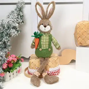 Easter Bunny Decor Fabric Craft Cute Rabbit Figurine for Shelf Mantle Spring Home Decoration Table Centerpiece Ornament Rabbit Doll