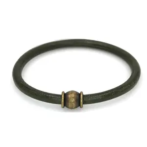 5 mm Army Green Round Leather Cord Bracelet