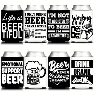 12pcs Beer Can Cooler Sleeves, Fabric Drink Holders, No Electricity Needed, Multicolor, Ideal for Oktoberfest, Birthday, Bachelors Party Decorations