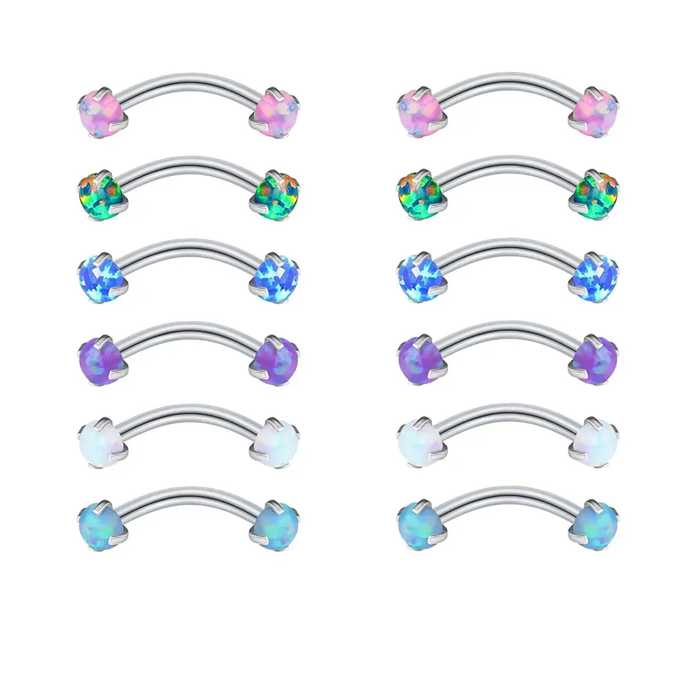 D.Bella 16G Curved Barbell Body Jewelry - 8mm Mix Color Eyebrow Rings, Snake Eyes Belly Ring, Repro-Free Belly Piercing Accessory