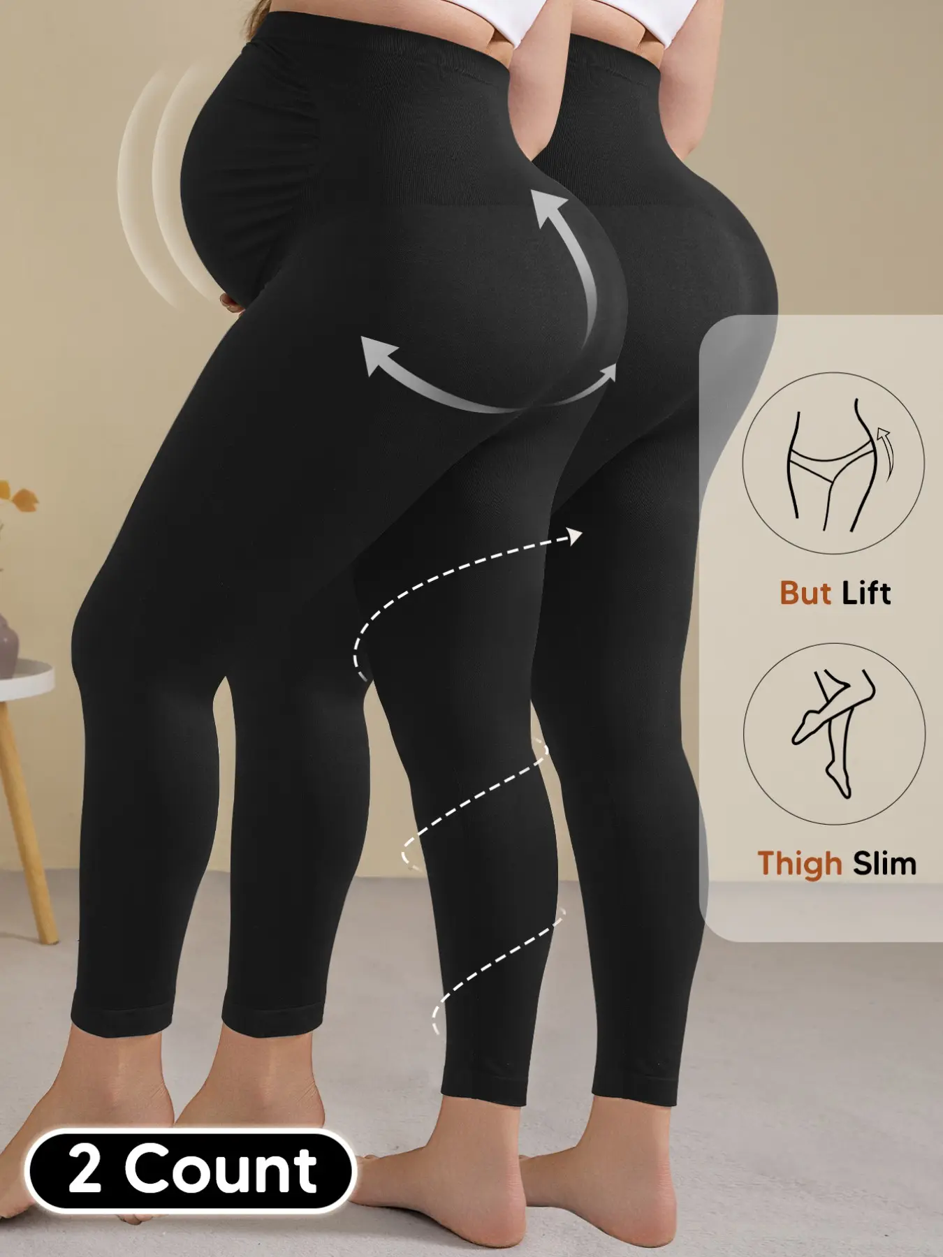 2-Pack High-Waist Stretch Maternity Pants with Back Support, Comfortable Yoga & Workout Leggings for Pregnant Women, All-Season Wear, maternity clothing, maternity apparel, maternity workout clothes, Pregnancy Bottoms