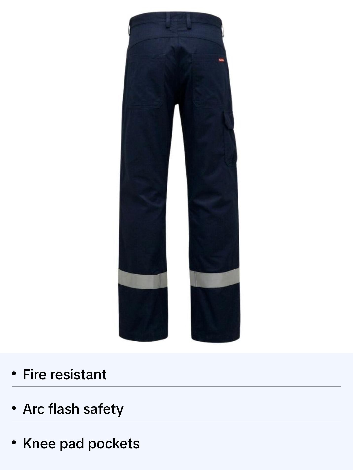 Mens Hard Yakka Workwear Pants Sheildtec Fire Resistant Cargo Tape Safety Y02670
