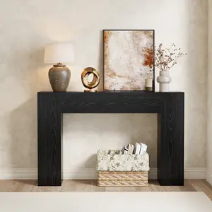 Wood Console Table for Entryway Living Room, 43-Inch Small Sofa Table, Farmhouse Rectangular Accent Console with Wooden Double Base for Behind Couch Hallway Foyer Entrance, Black