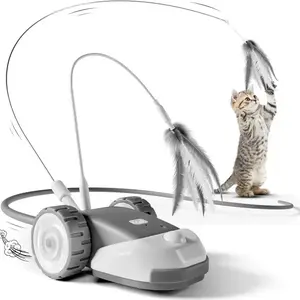 Electric Cat Toy Car, Self-Moving Feather Teaser for Boredom Relief & Exercise Rechargeable Chirping Flapping Bird