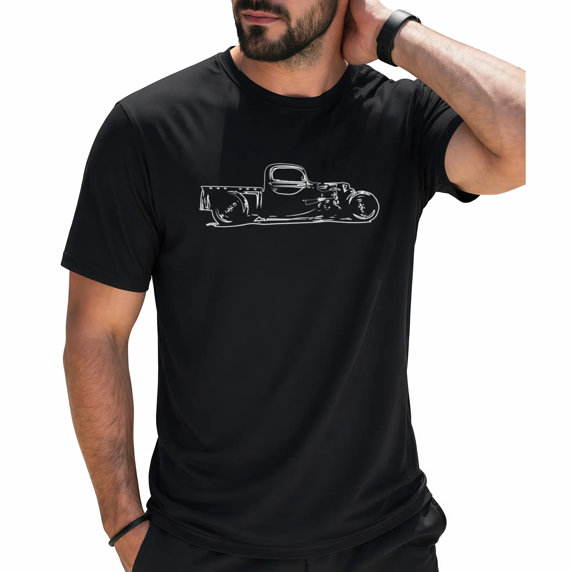 Rust Bucket Outline Rat Rod Hot Rod Steampunk T-Shirt