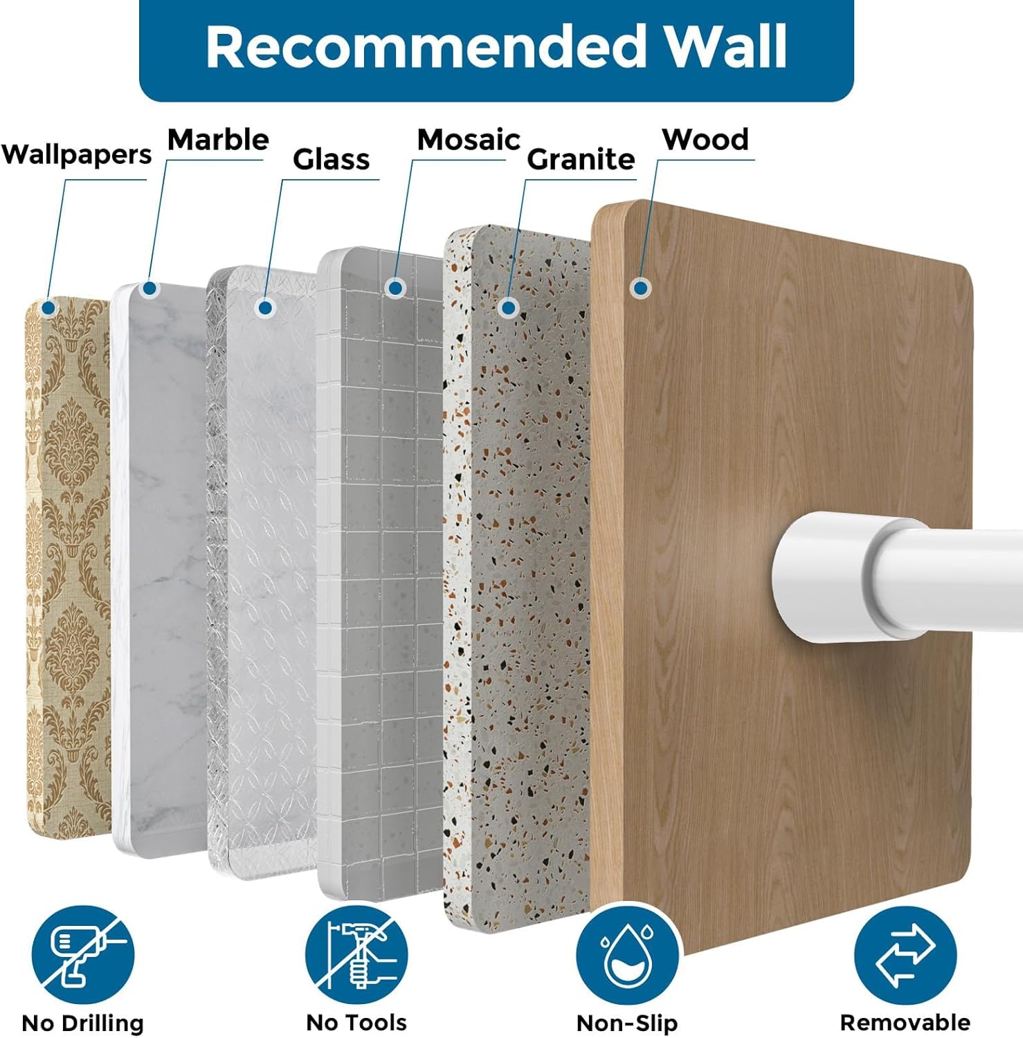 2/4 pcs Telescopic Retractable No Drill Tension Curtain Rod Shower Curtain Rod Kitchen Rod for Hanging Cloths Kitchen Utensils – Adjustable, Durable, and Easy to Install