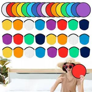 24 Pack Foldable Flying Disc Fans Bulk with Bags 9.8 Inch DIY Sublimation Handheld Cooling Fan Beach Flying Disc for Summer Outdoor Games Activities Birthday Wedding Party Favors