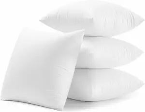 4 Pack Throw Pillow Inserts, Set of 4 Lightweight Down Alternative Polyester Pillow, Couch Cushion, Sham Stuffer, Machine Washable. (White, 18x18)