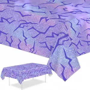 Hunter Girl Lightning Crack Party Tablecloth, Demon Energy Pattern, Laser Holographic Aluminum Foil Disposable Table Cover, Kids Birthday Decor