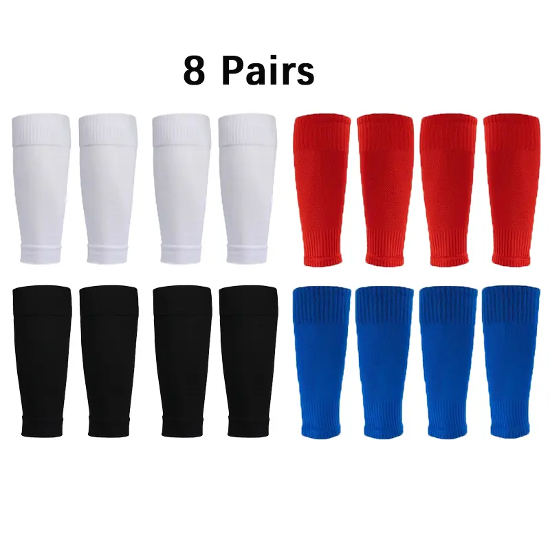 8 Pairs Soccer Leg Sleeves | Shin Guard Sleeves for Men Women Youth | Pre-Cut Football Socks & Athletic Grip Socks