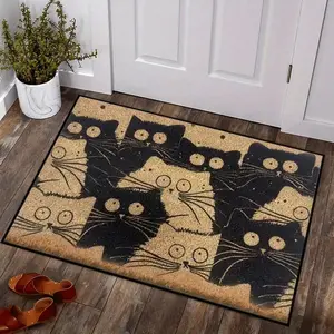 Cat Pattern Welcome Door Mat, Cute Animal Pattern Floor Mat, Decorative Carpet for Home Living Room Bedroom Kitchen, Home Decor, Animal Print Rug