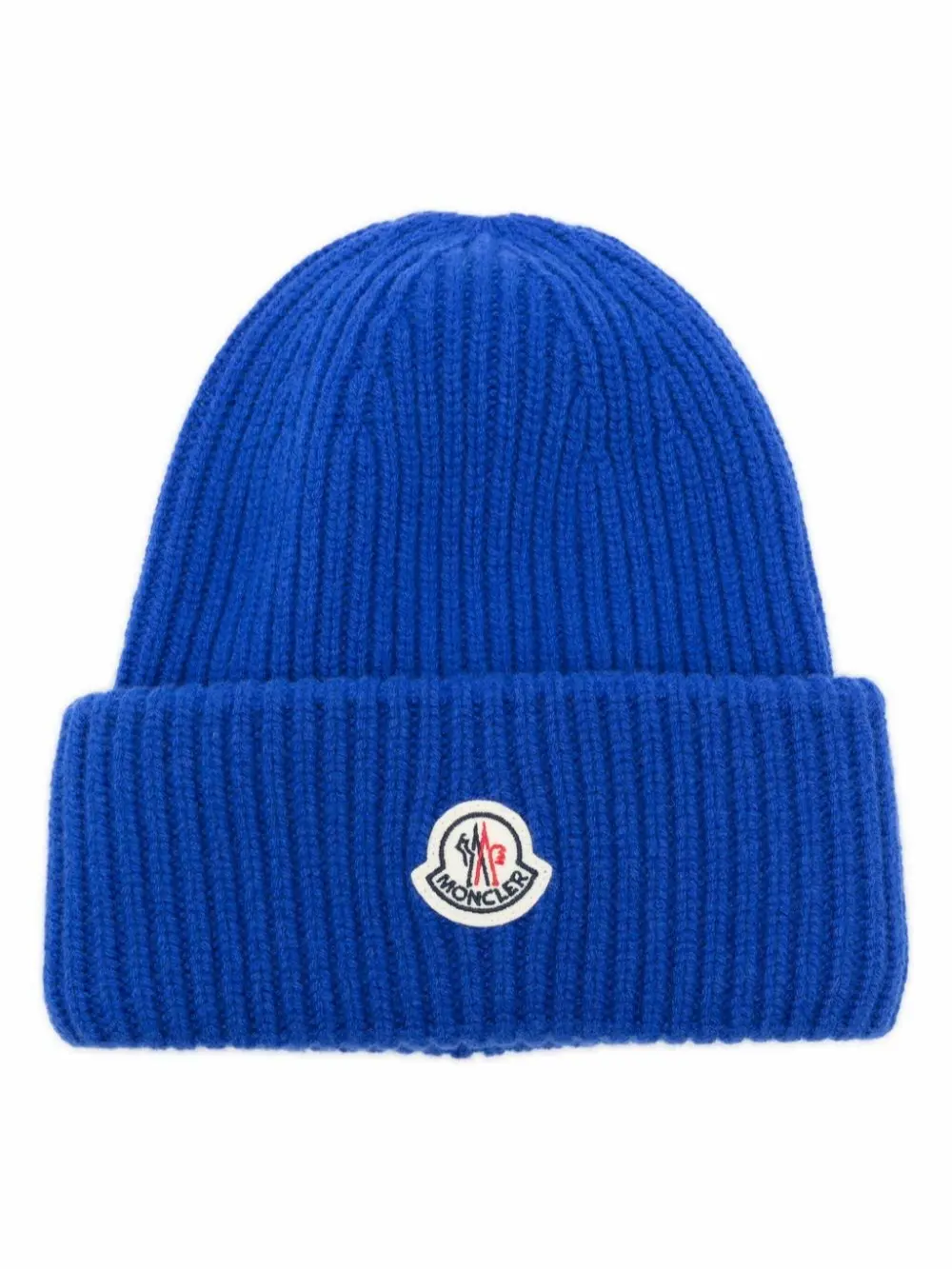 Moncler Knit Beanie Blue Unisex Winter Hat Ribbed Cuffed Wool Beanie Luxury Designer Knit Cap Soft Stretch Warm Skull Cap Cold Weather Streetwear Ski Snow Outdoor Fashion Men Women Gift