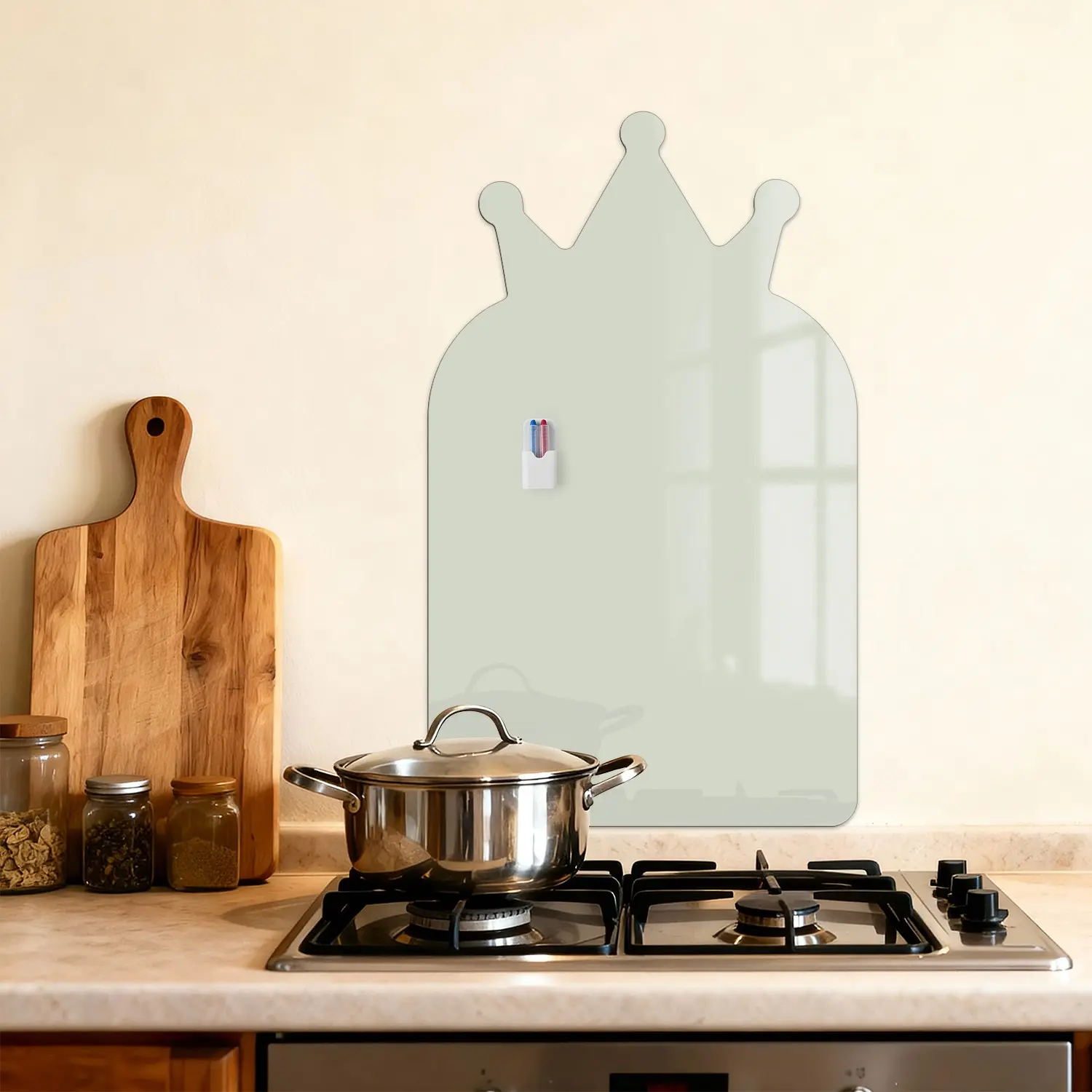 6-Styles Self Adhesive Magnetic Whiteboard Sticker, Crown Shaped Design, Capable Of Writing And Wiping Surfaces, Complete Set Of Accessories, Suitable For Children'S Rooms And Offices, 40x67cm
