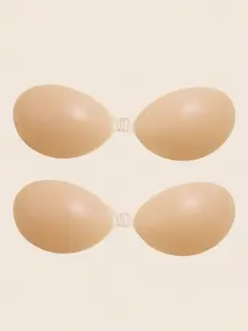 Invisible Silicone Seamless Mango Breast Tape Bra for Wedding Dress, Strapless Support, Three-Quarter Cup Push Up Fit, Wash Free and Buckleless Design, Underwear