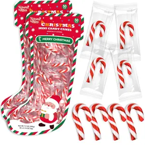 Twinkle Bites 100 Pack Christmas Mini Candy Canes Packed In A Stocking – Individually Wrapped, Peppermint Flavor – Bulk Candy Canes Great Use For Stocking Stuffers, Classroom Partys, Party Favors, Holiday Decorations