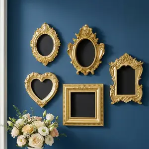 5pcs European Style Wall Decorations, Resin Hand-Painted Art Crafts, DIY Photo Frame, Home Party Festival Decoration