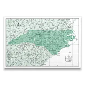Push Pin North Carolina Map (Pin Board) - Green Color Splash