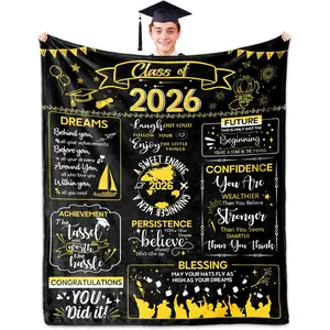 2026 Graduation Gifts Suitable for Him & Her - Soft Flannel Blanket with Graduation & Diploma, Machine Washable Bedspread for College, PhD, Masters Degree Celebration Gifts for And