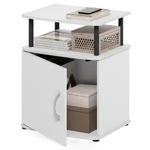 JAYA White 2-Tier End Table - Combo, Elevated Design, Open Shelf Storage, Ideal for Bedrooms and Small Spaces, 2-Tier End Tables, Combo End Tables