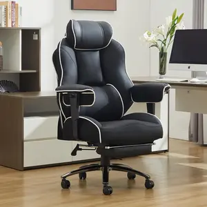 Office Chair Big & Tall  with Foot Rest High Back PU Leather Ergonomic Design Lumbar Support Reclining Angle 135° Comfortable Posture