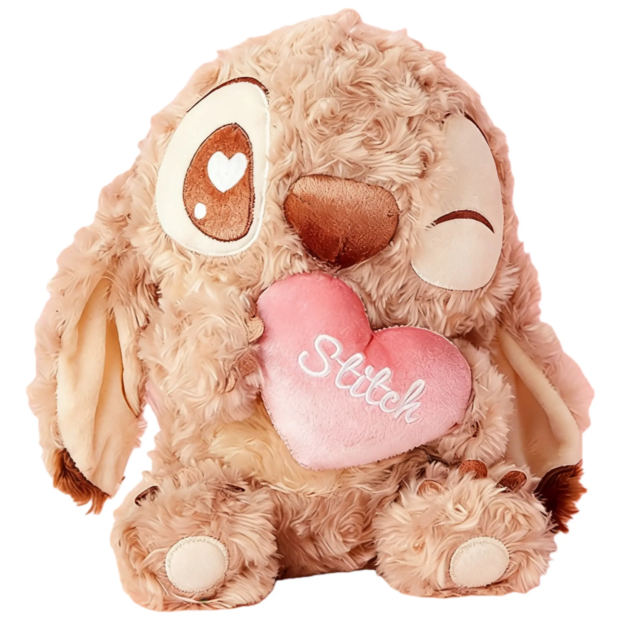 MINISO Disney Lilo & Stitch Chocolate Stitch Stuffed Animal - Multicolor, Embroidered Heart, Cute Decor, TV & Movies Collectible Stress Relief Toy Gift