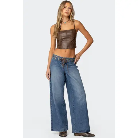 Stud & Grommet Low Rise Baggy Jeans