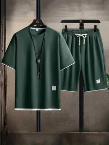 Men's Simple Loose Fit Short Sleeve Tee and Track Shorts Set, Breathable Quick-Dry Casual Summer, Essential Daily Wear Clothes