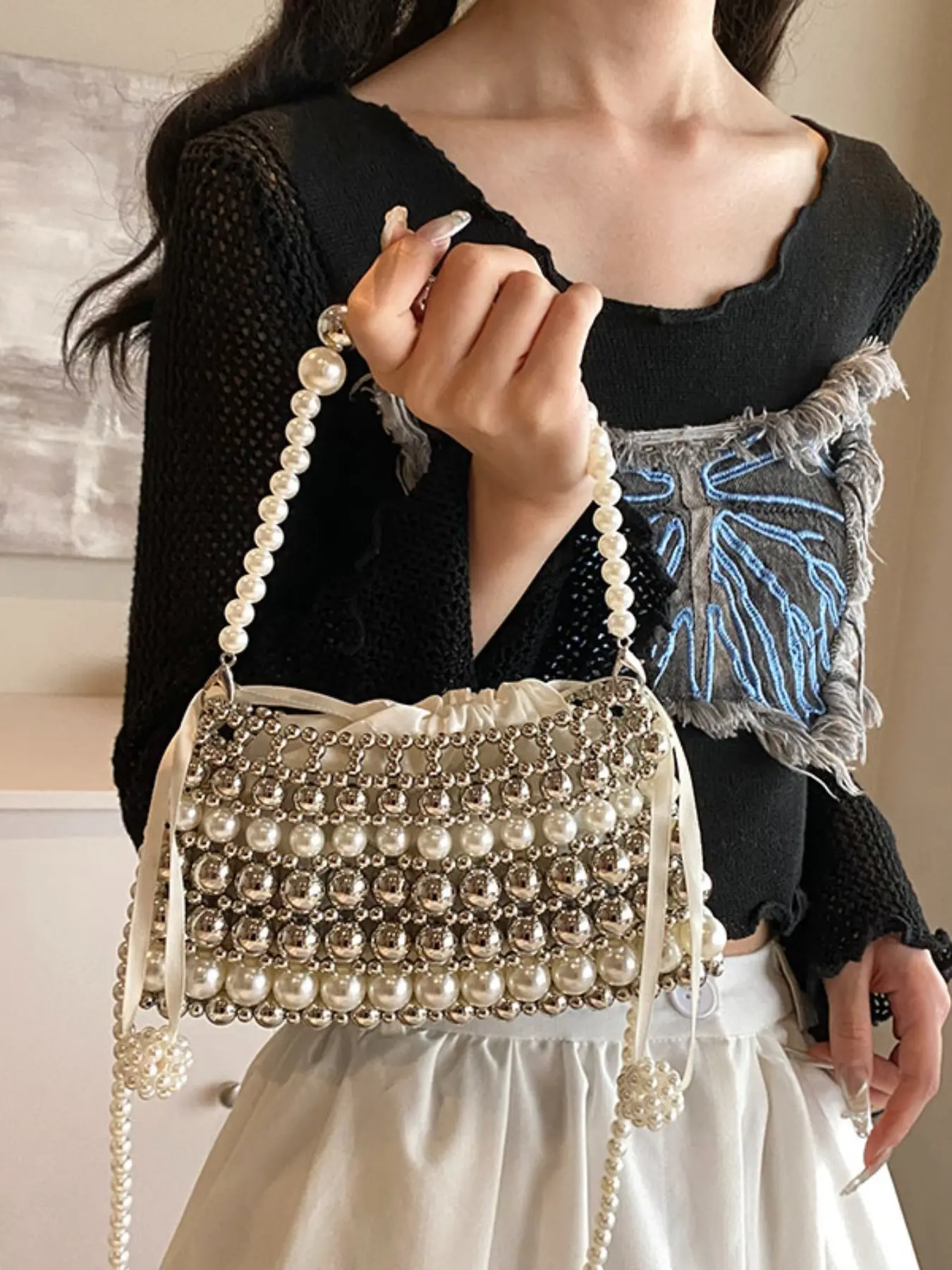 Rhinestone Bag 2025 New Full Diamond Bright Diamond Bag Underarm Bag Genuine Leather Shoulder Crossbody Handbag Women's Banquet Cross Body Bags