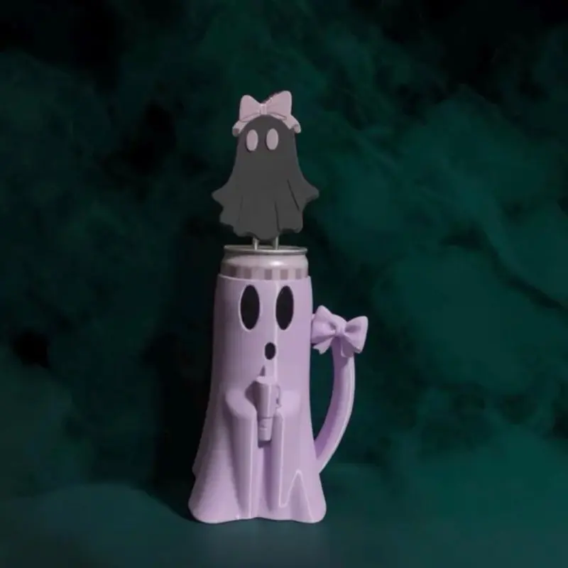 Ghost Can Alani energy Holder with ghost Can Opener light purple and black Nail Saver