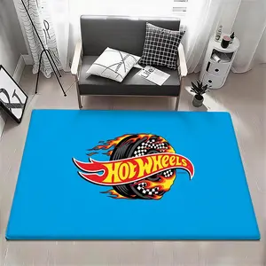 Toy H-Hot Wheels Floor Mat Eco Flannel Doormat Non-Slip Odorless Soft Short Plush Indoor Floor Rug Home Decor Aesthetic Bedroom Living Room Kitchen Mat 6 Sizes Available 40x60 50x80 60x90 80x120 100x160 120x160cm