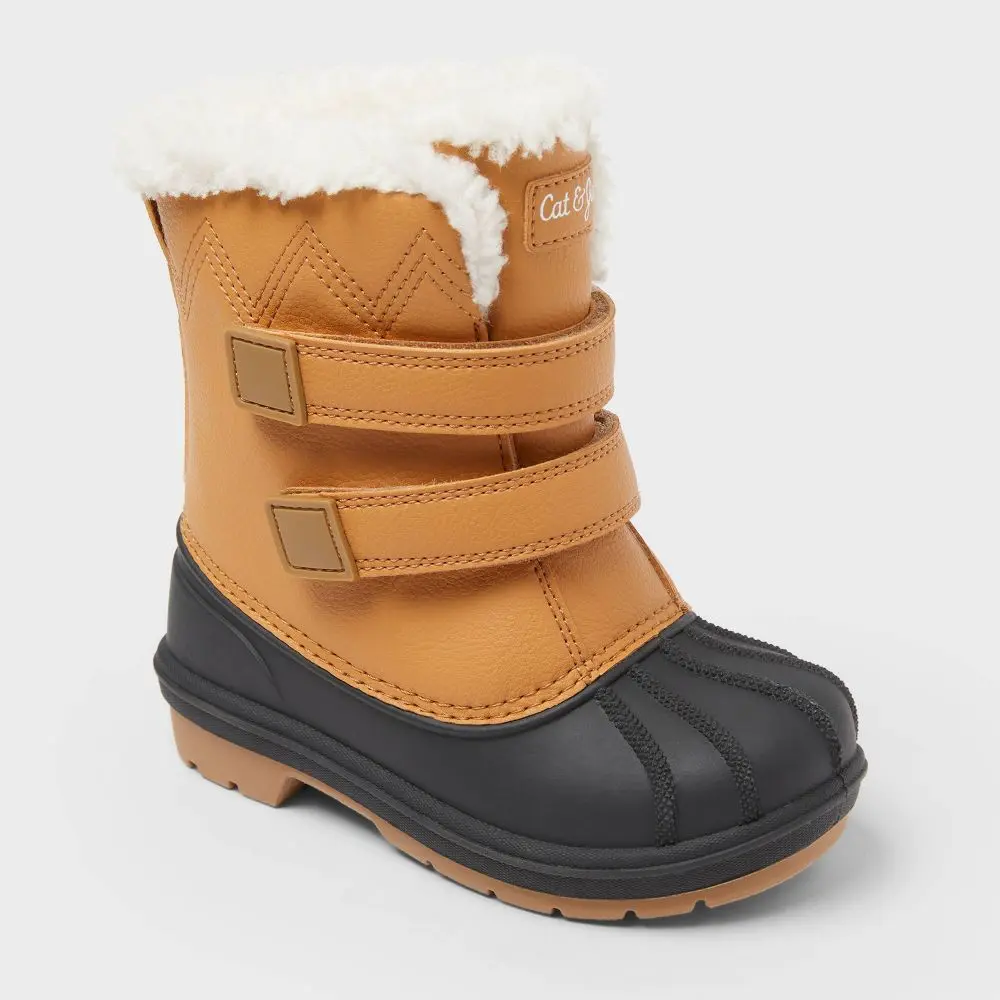 Cat & Jack Toddler Denver Waterproof Faux Fur Winter Boots - Cognac