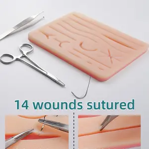 1-Piece Multi-Wound Suturing Training Model - Student suturing training module. Suturing training pad serves as a portable teaching aid, made of silicone material. (For educational and training purposes only) Nursing Students
