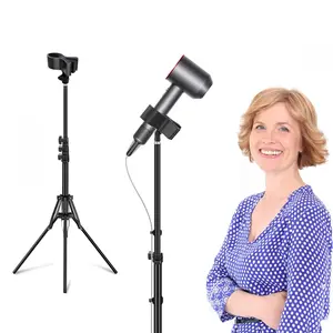 Hands-Free Hair Dryer Holder Black 20-63 Inch Adjustable Blow Dryer Stand With Tripod & Universal Clip 360 Degree Rotating Hair Dryer Organizer Rack Storage A Thoughtful Thanksgiving Christmas Gift for Wife Mom